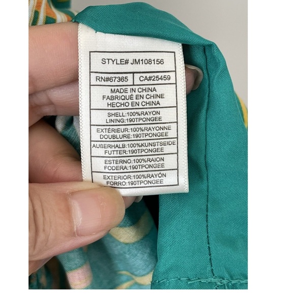 Betsy Johnson smocked teal palm print maxi dress size L - Picture 7 of 7